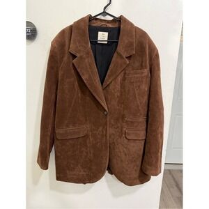 NWOT Free People Paper Cut Faux Suede Blazer BROWN BEAR SZ L